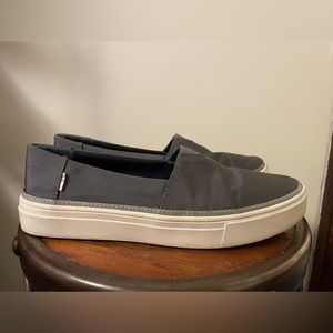 Toms Shoes Womens 8 Parker Casual Slip On Loafer Gray Fabric Flats
